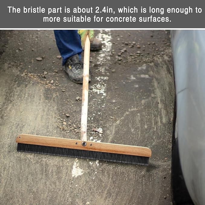 2 Pack 36 Inch Concrete Broom Finishing Tools Without Handle Wood Backed Brush - Image 5