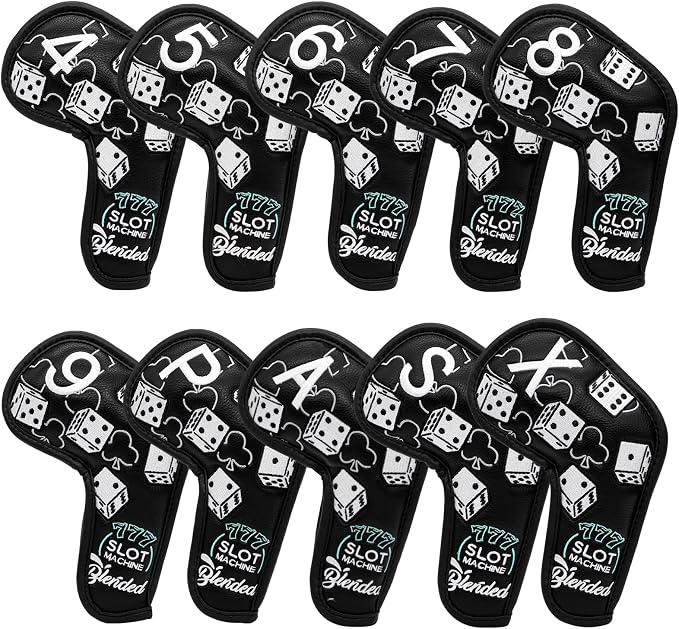 Golf Iron Covers Lucky 777 Golf Iron Headcover 10pcs Synthetic Leather Golf by BAIRBREGOLF