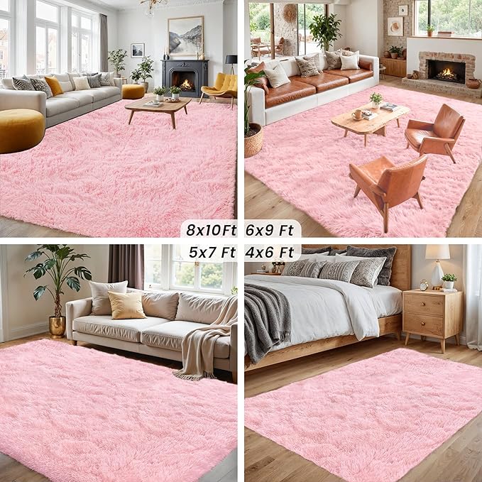 5x7 Area Rugs for Living Room Rug: Soft Fluffy Shag Pink Rugs for Bedroom, Non-Slip Large Fuzzy Plush Rug Indoor Floor Carpet for Nursery Kids Boys Girls Room, Dorms, Playroom, Modern Home Decor