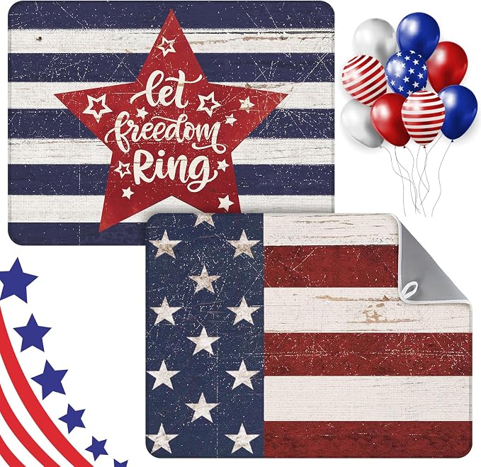 2 Pcs Memorial Day Dish Drying Mat by SiliFine