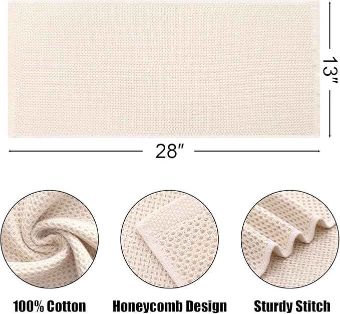 Kitinjoy 100% Cotton Waffle Weave Kitchen Hand Towels - Image 2