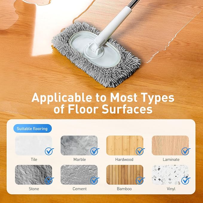 6PCS Reusable Mop Pads Fit for Flat Mops, Chenille Mop Refill Pads Washable Mop - Image 5