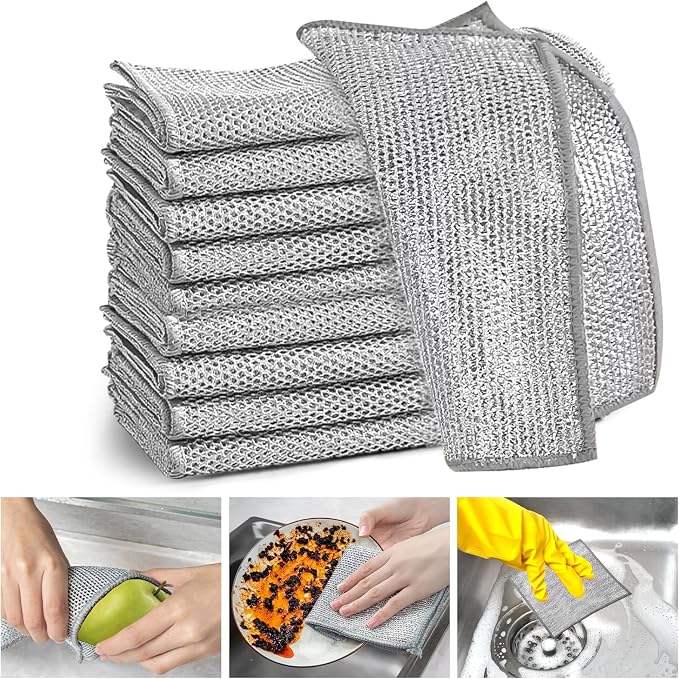 XANGNIER 8 Pcs Multipurpose Wire Dishwashing Rags, New Upgrade Non Scratch Wire by XANGNIER