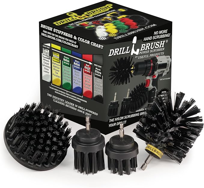 Grill Brushes - Detailing Brush Set BBQ Accessories - Ultra Stiff Power Scrub by Drillbrush