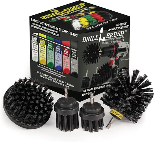 Grill Brushes - Detailing Brush Set BBQ Accessories - Ultra Stiff Power Scrub by Drillbrush