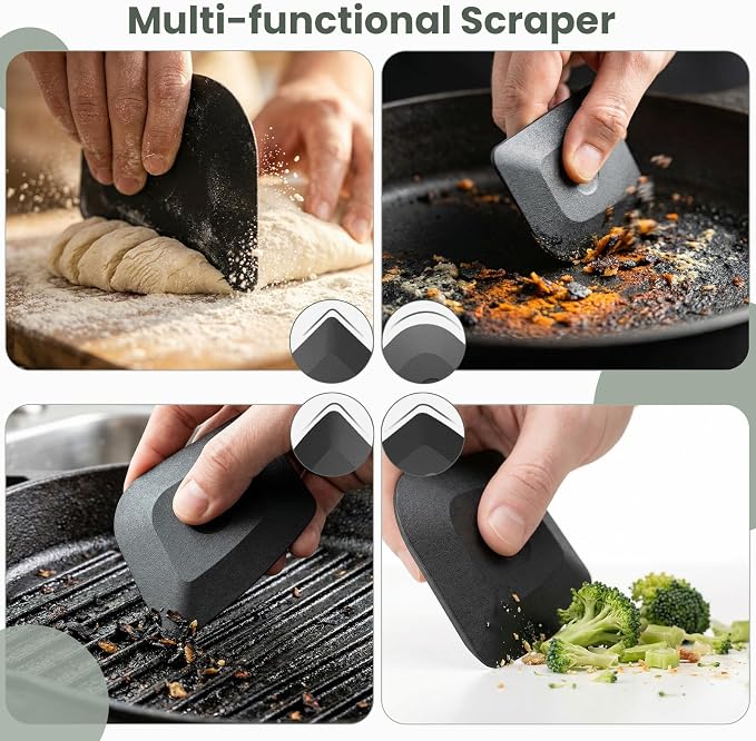 Cast Iron Scrubber with Long Handle | 316 Cast Iron Cleaner Chainmail Scrubber - Image 4