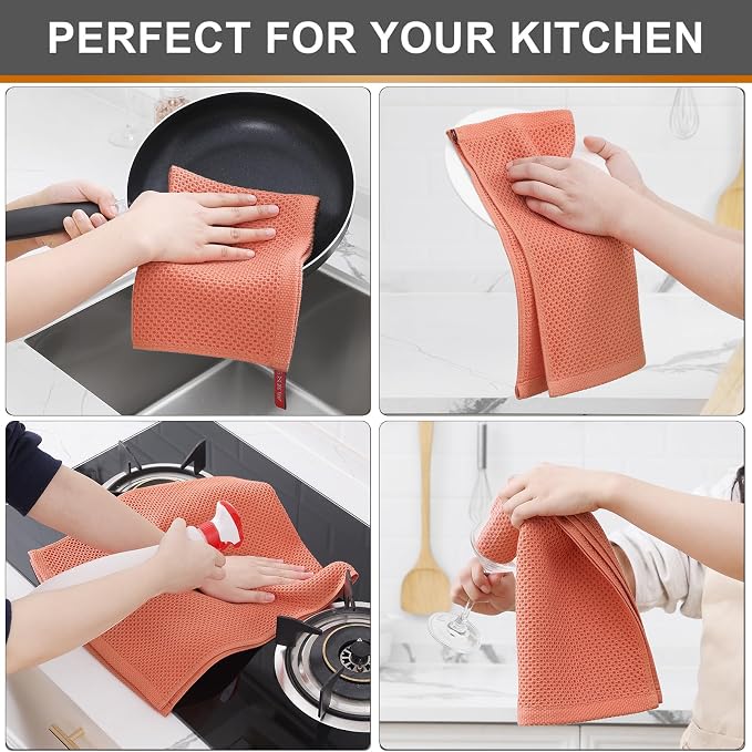 Kitinjoy 100% Cotton Waffle Weave Kitchen Hand Towels - Image 4
