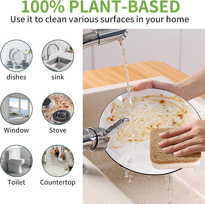 12Pack Kickleen Natural Kitchen Scrub Dish Sponge - Image 4