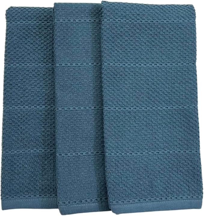 Serafina Home Teal Dark Blue Kitchen Dish Hand Towels 100% Cotton Cloth Soft - Image 7