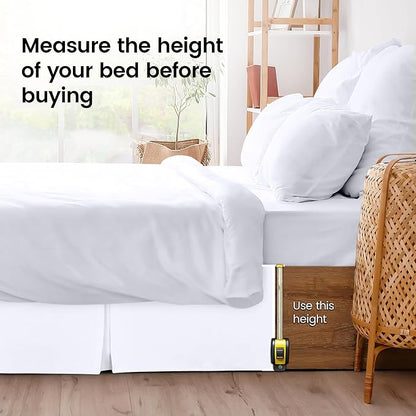 Utopia Bedding Twin Bed Skirt - Soft Quadruple Pleated Ruffle - Easy Fit with 15 Inch Tailored Drop - Hotel Quality, Shrinkage and Fade Resistant (Twin, White)