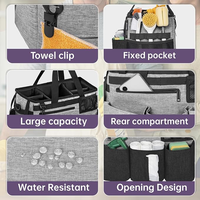 Wearable Cleaning Caddy Bag for Cleaning Supplies, Large Capacity Cleaning - Image 4