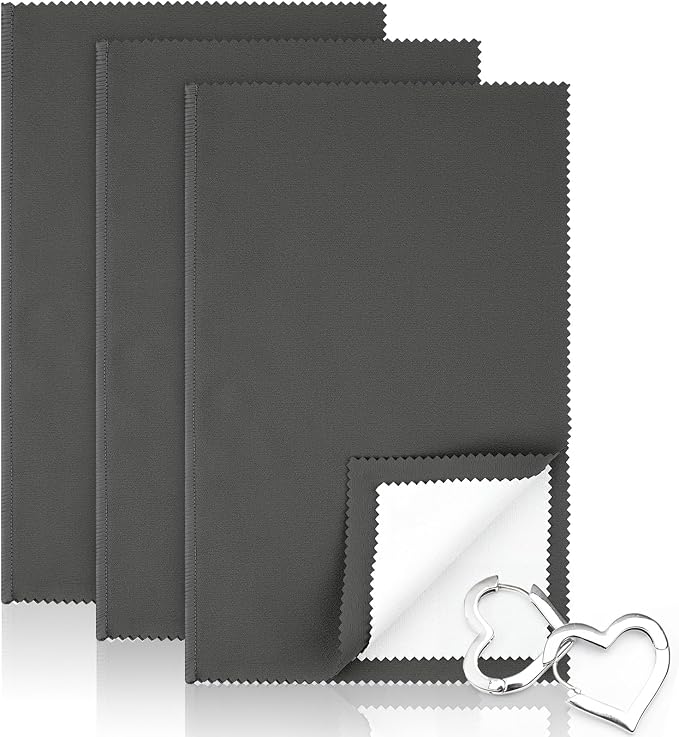 3 Pcs Silver Polishing Cloth, Large 10" X 12.5" Jewelry Cleaner Cloth, Soft by PEASUG