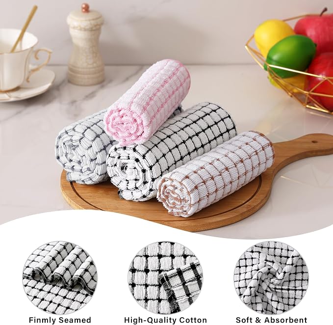 Homaxy Kitchen Towels and Dishcloths Set, 16 x 25 and 12 x 12 Inches, Super - Image 4