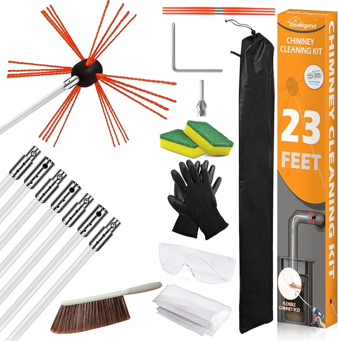 Sealegend 23 Feet Chimney Sweep Kit Chimney Brush, Chimney Cleaning Kit and by Sealegend