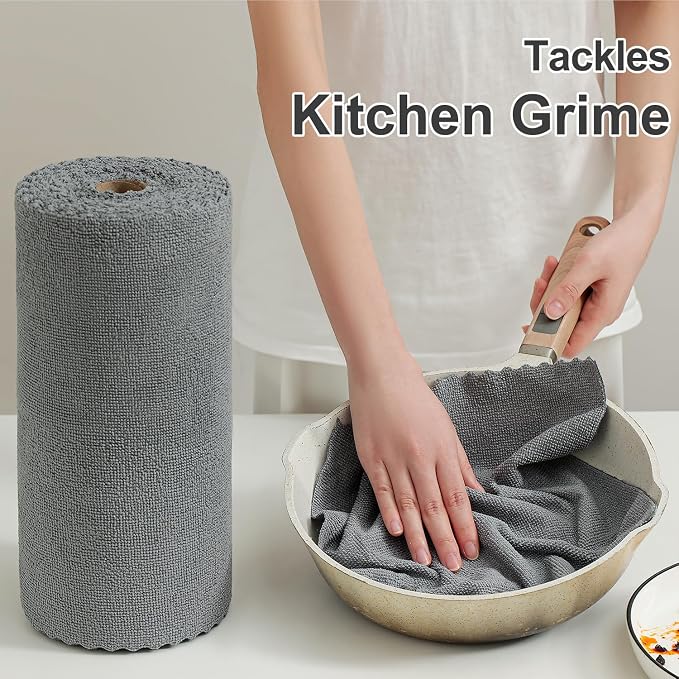 80 Pack Microfiber Cleaning Cloth Roll Reusable Paper Towels 12"x12" Tear Away - Image 6