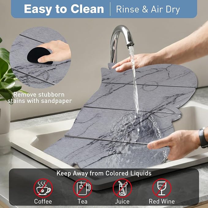 Large Stone Dish Drying Mat for Kitchen Counter, Owl Shape Design Drying Pads - Image 6