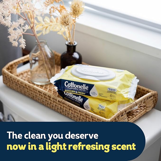 Cottonelle Summer Fresh Scented Flushable Wipes, 8 Flip-Top Packs, 42 Wet Wipes - Image 2