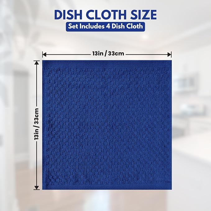 Infinitee Xclusives Premium Dish Cloth 100% Cotton 12 x 12 Inches |Pack of 4| - Image 3