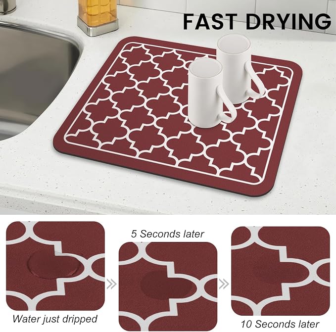 WISELIFE Dish Drying Mat Super Absorbent Drying Mat Large Dish Drying Mats - Image 4
