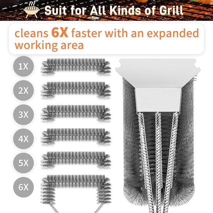 Grill Brush and Scraper-18 Adjustable Handle Safe BBQ Grill Brush - Image 5