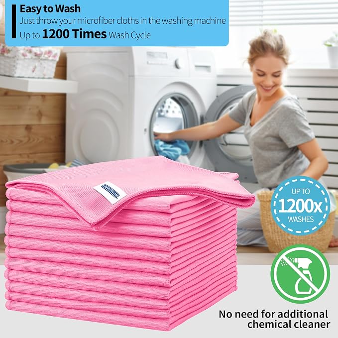 HOMERHYME Microfiber Cleaning Cloth, 12 Pack Window Glasses Cleaning Cloth - Image 6