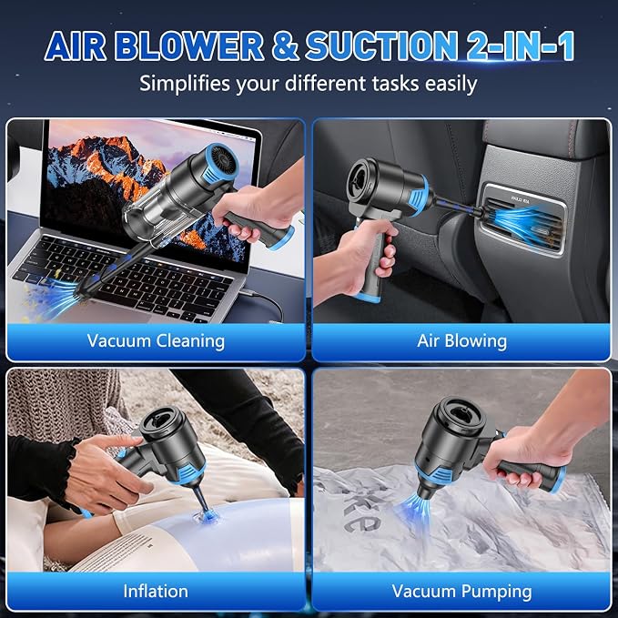 KMM Handheld Car Vacuum Cleaner, 16000PA Air Duster & Vacuum Cleaner, 120W High - Image 3
