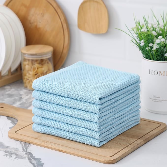 Kitinjoy 100% Cotton Kitchen Dish Cloths, 6 Pack Waffle Weave Ultra Soft - Image 7
