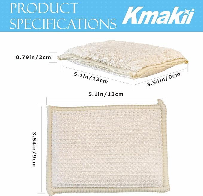 KMAKII Bamboo Kitchen Sponges, Dish Sponge, Super Absorbent Cleaning Sponges - Image 2