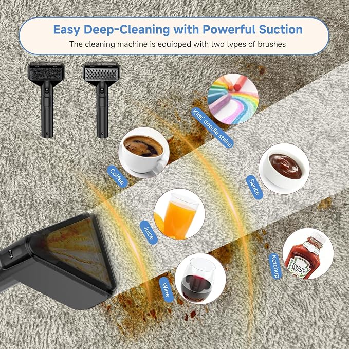 Portable Carpet & Upholstery Cleaner Machine, Handheld Spot Cleaner - Image 2