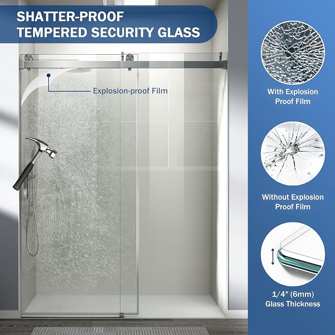 Abruzzo 76" Frameless Shower Door Single Sliding - Image 5
