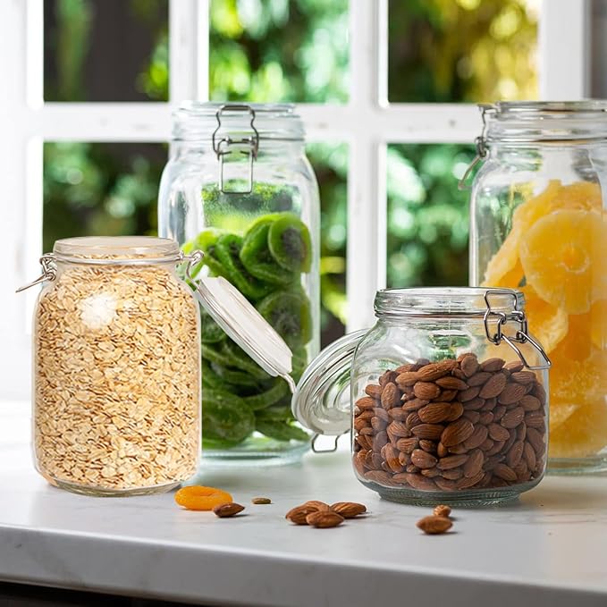 Clear Food Storage Jars 78oz Square, Airtight Glass Canister - Image 5