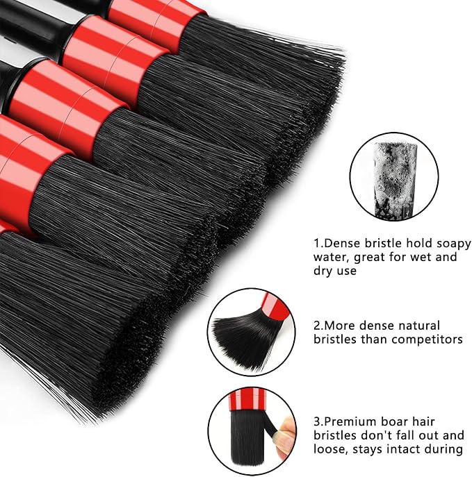 10pcs Auto Car Detailing Brush Set Car Interior Cleaning Kit Includes 5 Boar - Image 2