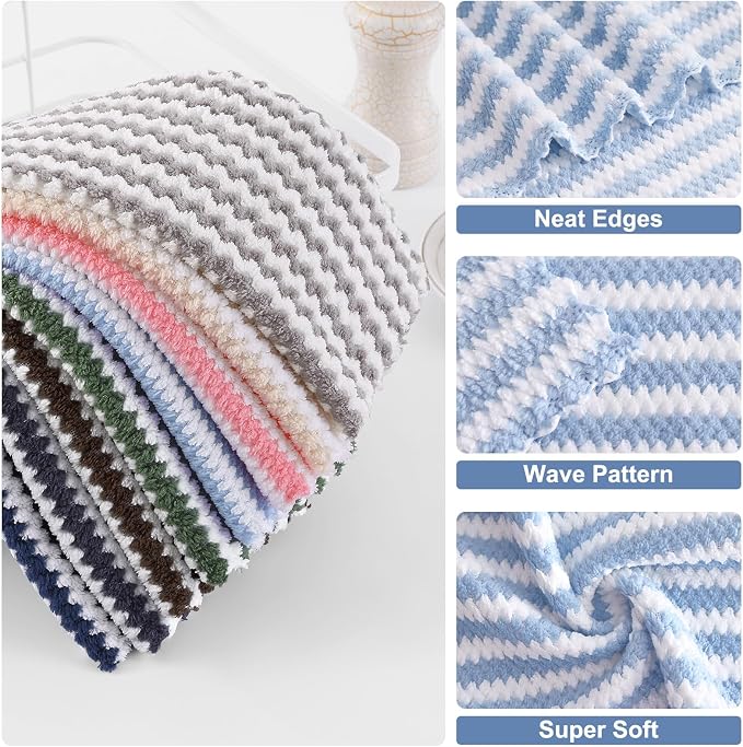 Homaxy 12 Pack Kitchen Dish Cloths, Ultra Soft and Absorbent Dish Towels - Image 2