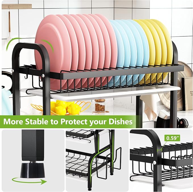 1Easylife Drying Rack, Metal 3-Tier Large Capacity Dish Rack - Image 9