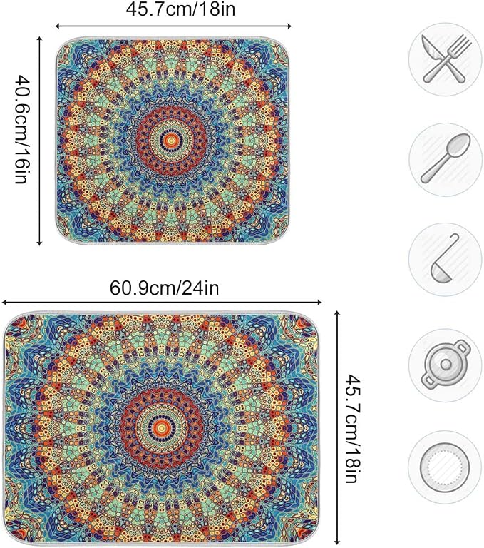 Bohemian Mandala Dish Drying Mat - Image 4