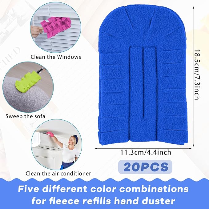 Zubebe 20 Pcs Duster Refill Reusable Fleece Duster Refills Feather Flat Dusters - Image 2