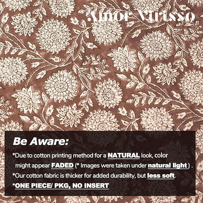 Amor Virisso Floral Pillow Covers 18x18 Throw Pillow Covers Vintage Block Print Pillow Cover Neutral Couch Pillows for Living Room Farmhouse Decorative Accent Sofa Pillows, Brown