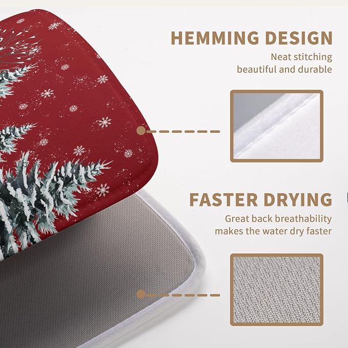 Christma Snowman Dish Drying Mat Winter Snowflake Large Kitchen Mats Dish - Image 5