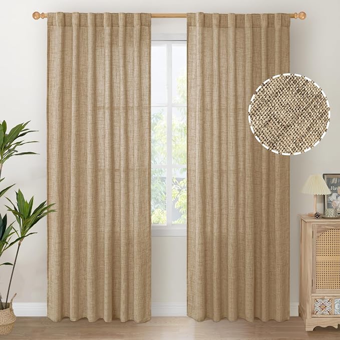 YoungsTex Toffee Linen Curtains 84 Inch Length 2 Panels by YoungsTex