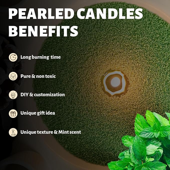 Mint Scented Dark Green Pearled Candle 18oz Luxury Sand Candle Granulated Wax - Image 3
