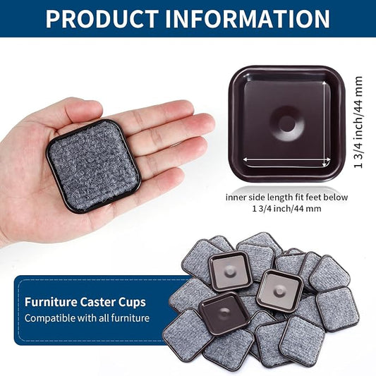 Ezprotekt 1 3/4" Square Reusable Felt Furniture Caster Cups - Image 2