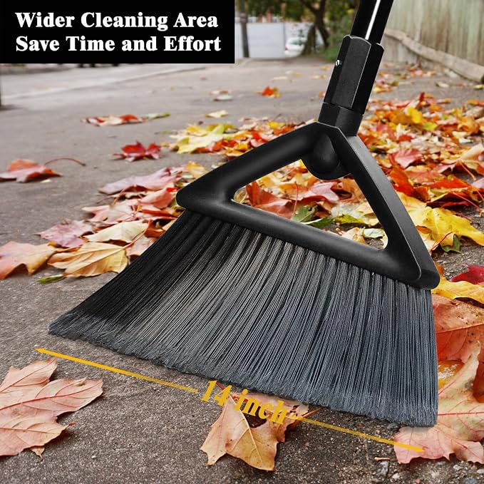Heavy Duty Commercial Broom, 3 Pack Upgraded Angle Brooms - Image 3