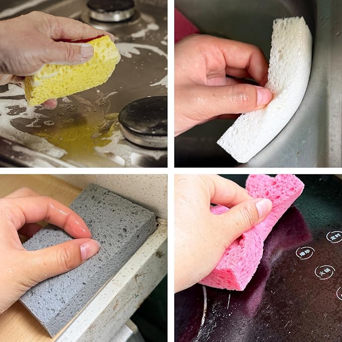 48Pcs Kitchen Sponges- Compressed Cellulose Sponges Natural Dish Sponge - Image 5
