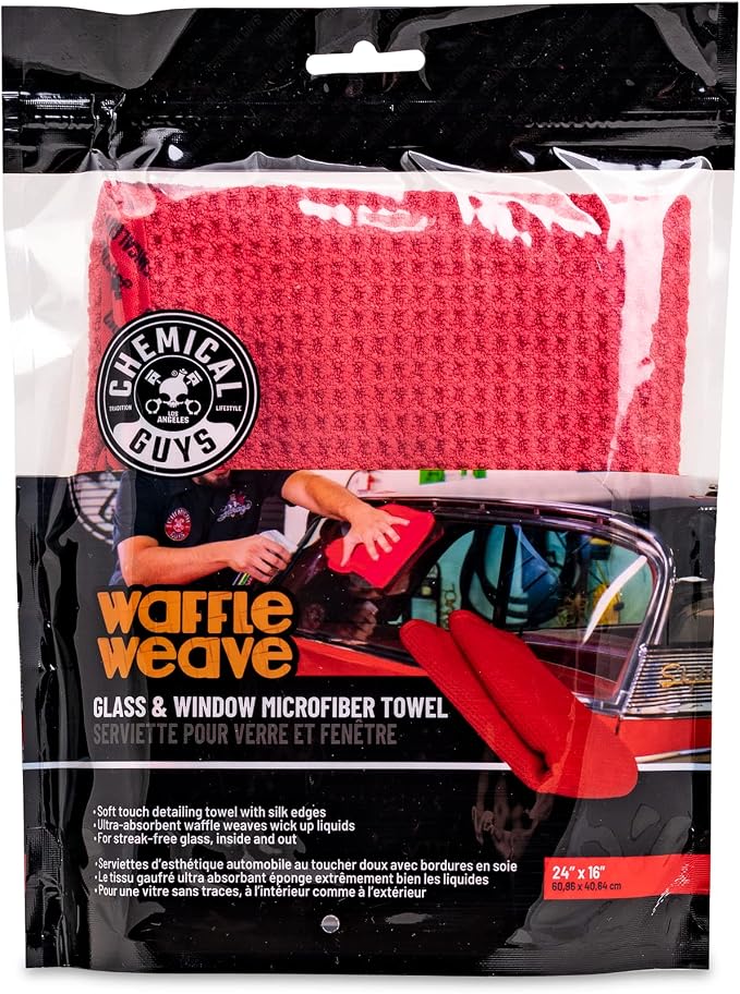 Chemical Guys Waffle Weave Glass & Window Microfiber Towel - Image 2