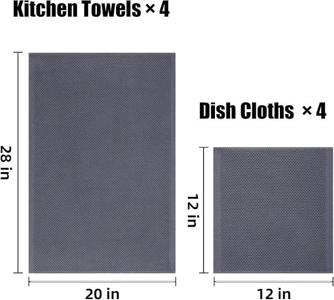 Homaxy 100% Cotton Kitchen Towels and Dishcloths Set, Large 12 x 12 Inches and - Image 4