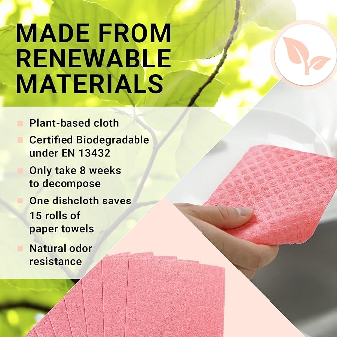 Swedish Wholesale Dishcloths Reusable 8" x 7" Sponge Cloths, Bulk 10 Pack of - Image 3