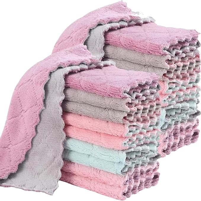 20 Pack Cleaning Cloth Kitchen Cloth, Dish Towels Super Absorbent Coral Velvet by MISSJOJIAY
