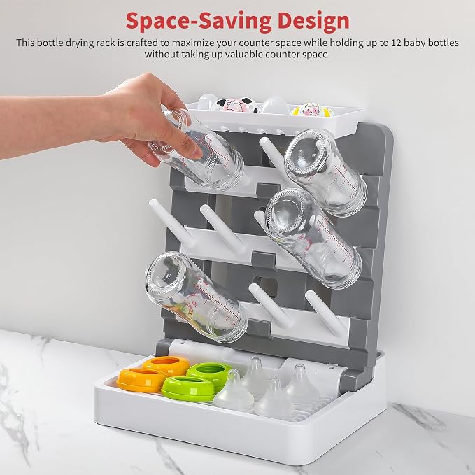 Baby Bottle Drying Rack, Vertical Standing Bottle Drying Rack Holder-Space - Image 3
