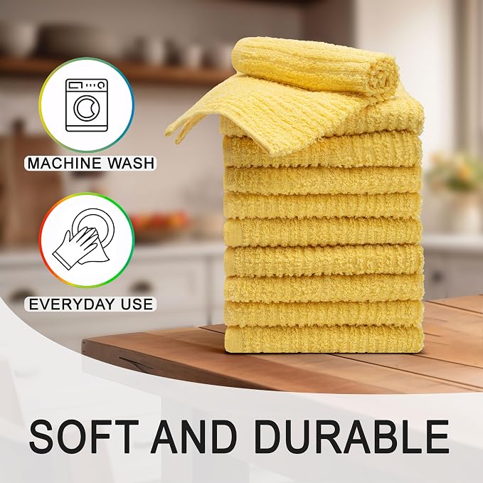 Textila Bar Mop Towels 12x12 Inch – Lemon Yellow – Pack of 10 - Image 2