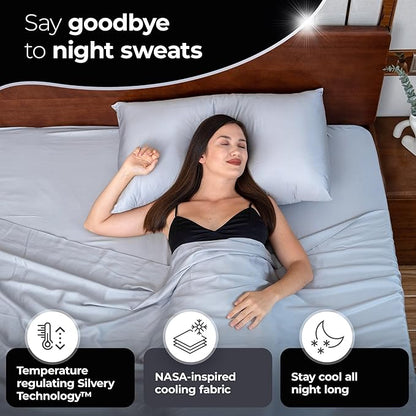 Silvery Silver Infused Bed Sheets Set - Award-Winning Self-Cooling Fabric with Self-Cleaning Silvery Technology™ That Stays Fresh 3X Longer for Hygienic Sleep (Gray, Full)